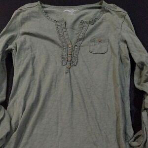 Eddie Bauer Olive Button-Down And Up... Blouse